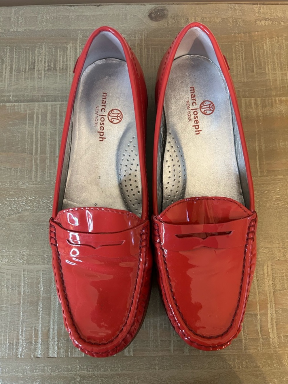 Marc Joseph New York East Village Red Patent Leather Penny Loafers, Size 9.5 - Picture 4 of 12